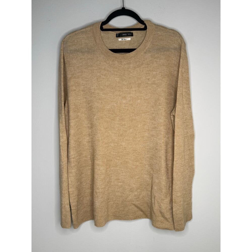Mango Beige Lightweight Wool Blend Crew Neck Sweater Women Plus 2XL Quiet Luxury